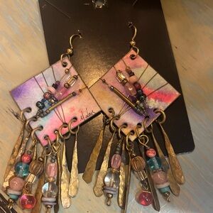 Artistic Multicolor Beaded Dangle Earrings by designer M Wilms